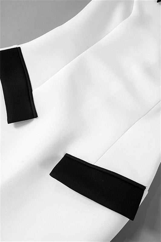 Adela Cap Sleeve Contrast Polyester Mini Dress-ROVOLE