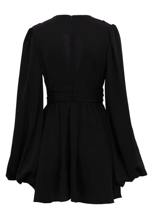 Amelia Deep V Neck Mini Dress-ROVOLE