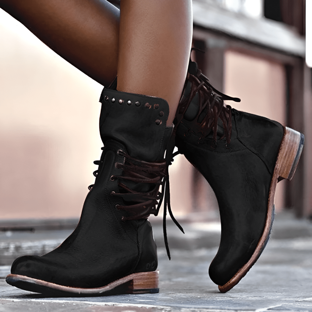 Anastasia | Leather Lace-Up Boots-ROVOLE