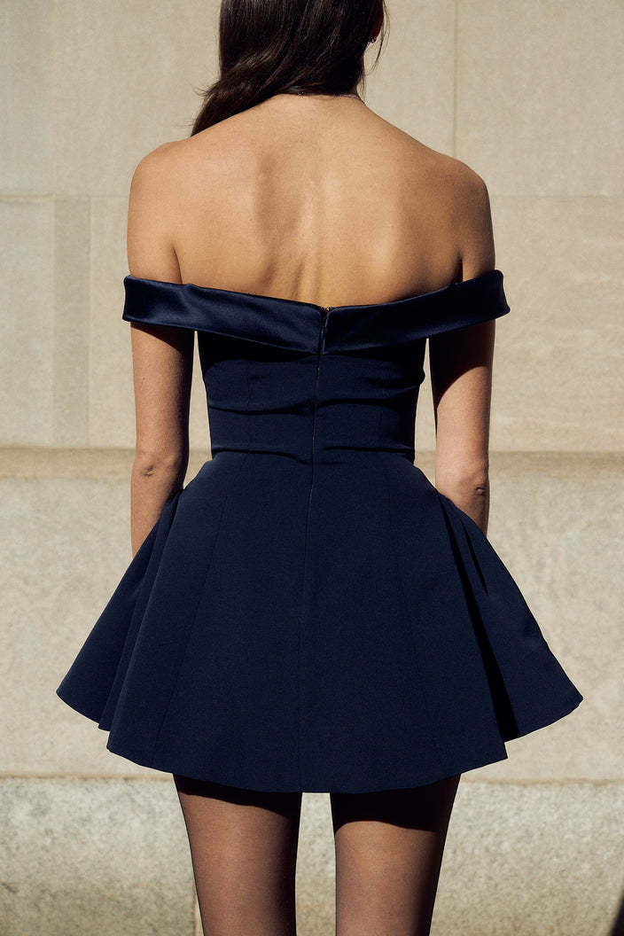 Odelia Off Shoulder Tiered Mini Dress-ROVOLE
