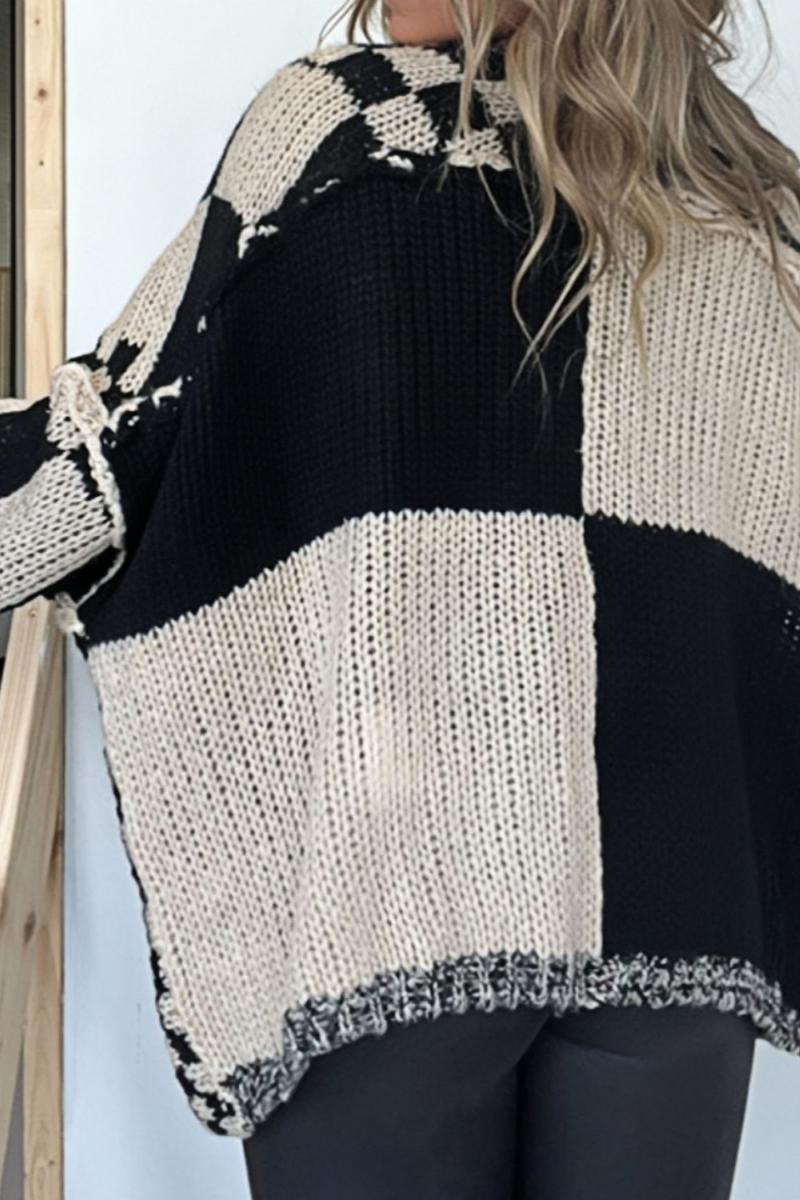 Plaid Open Front Long Sleeve Cardigan-ROVOLE