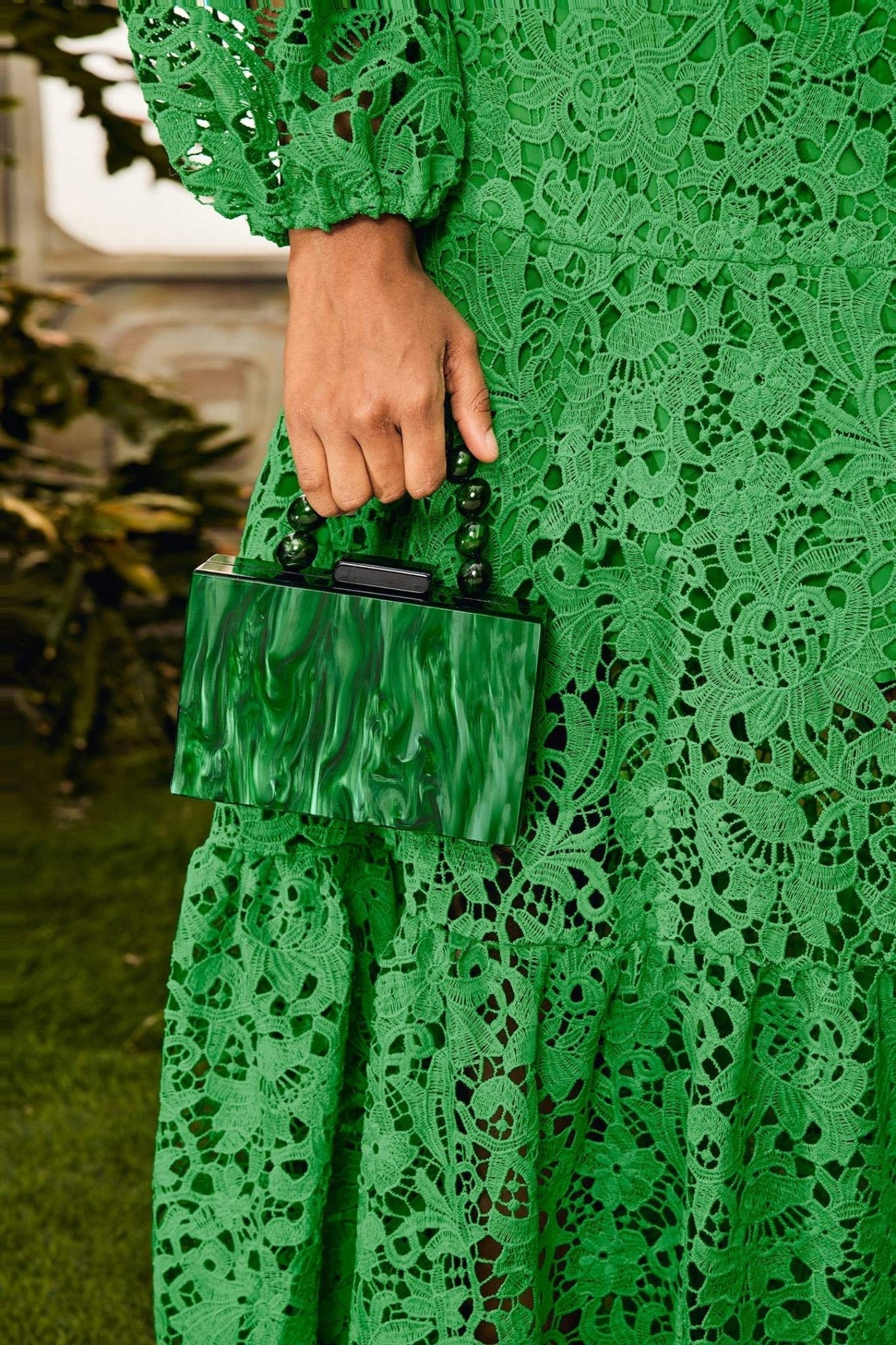 Beaded Chain Marbling Handbag-ROVOLE