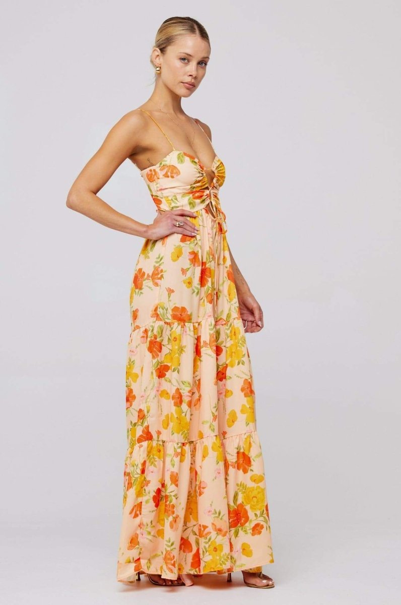 Beverly Printed Cut-out Maxi Slip Dress-ROVOLE