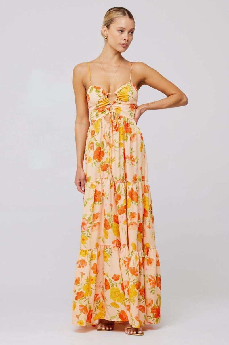 Beverly Printed Cut-out Maxi Slip Dress-ROVOLE