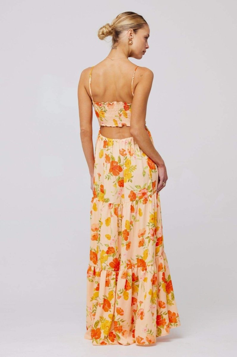 Beverly Printed Cut-out Maxi Slip Dress-ROVOLE