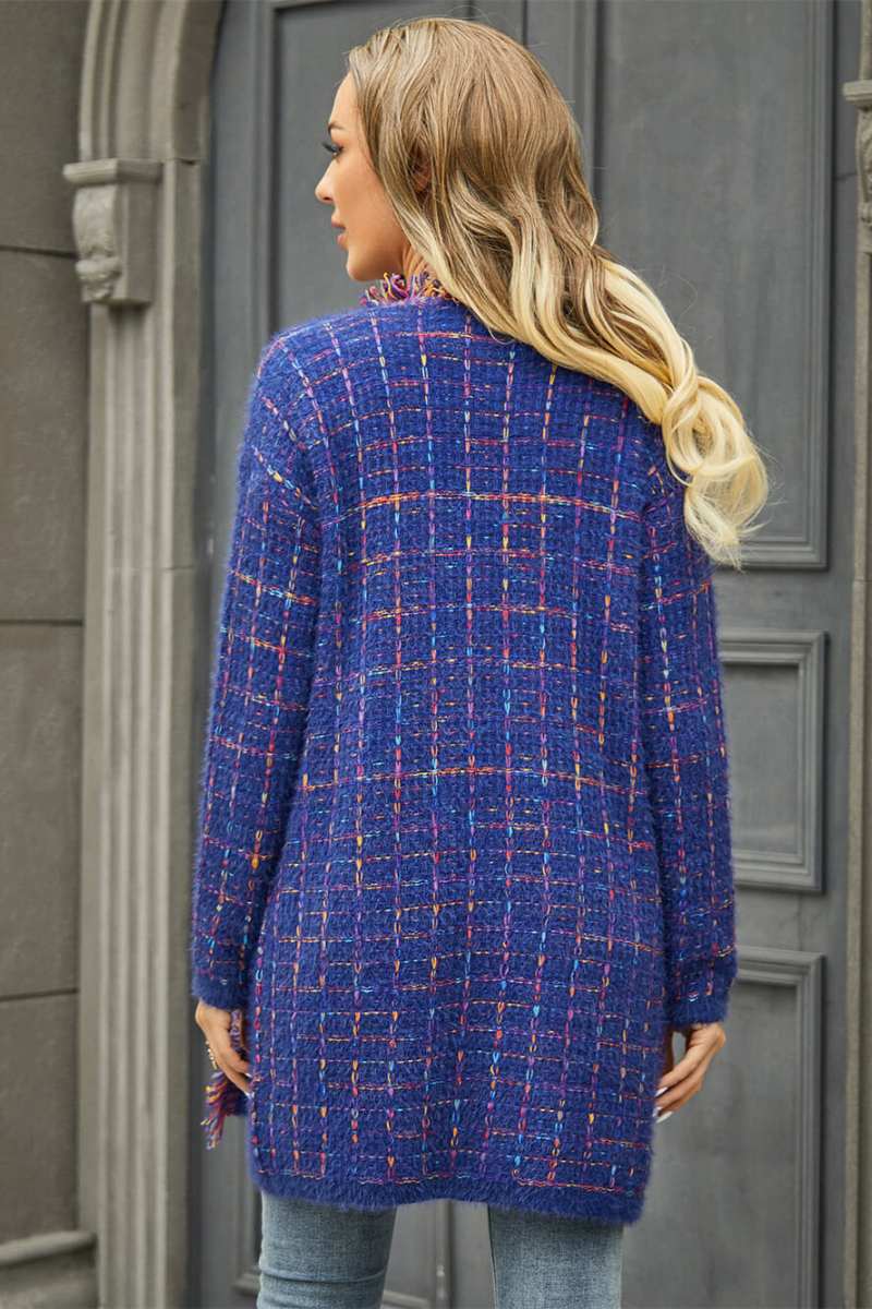 Pate Pocketed Knit Cardigan - Blue-ROVOLE