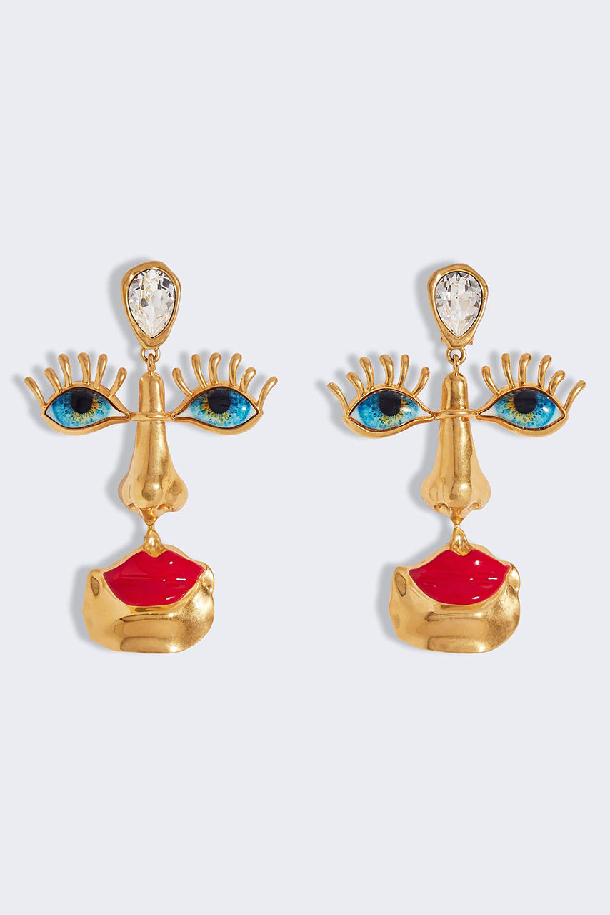 Evil Eyes Retro Face Stud Earrings-ROVOLE