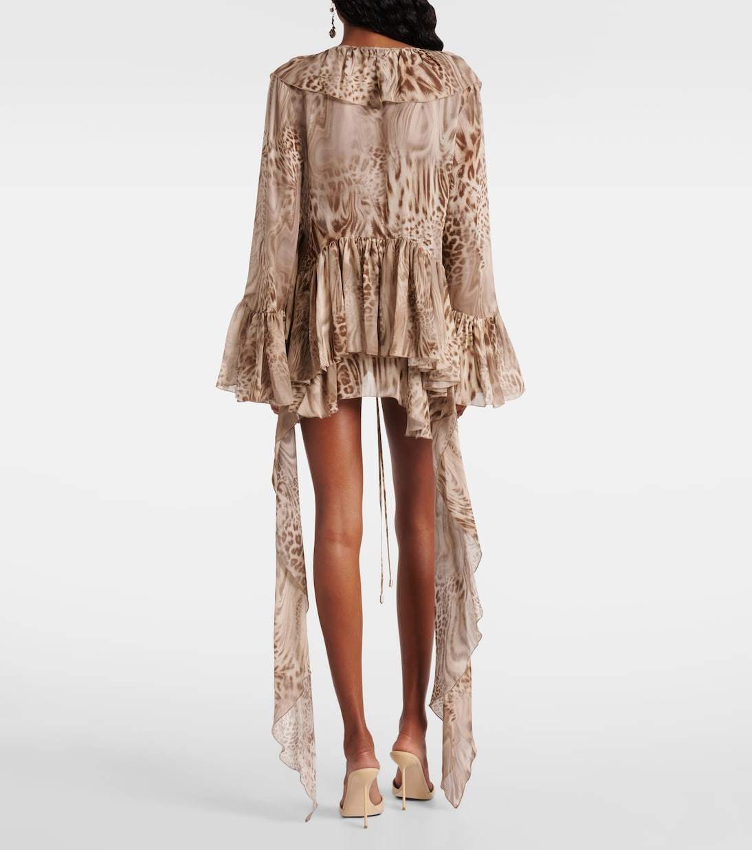 Leopard Print Ruffled Top and Shorts Set