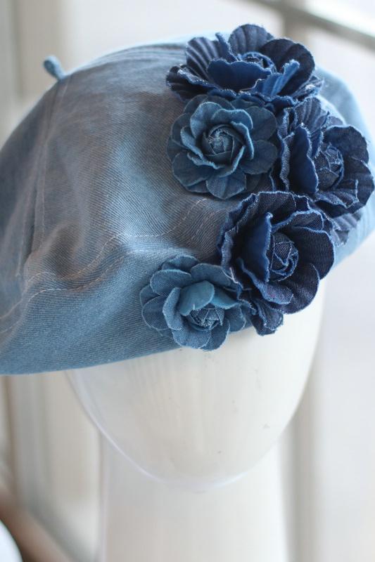 Camellia Denim Beret Hat-ROVOLE