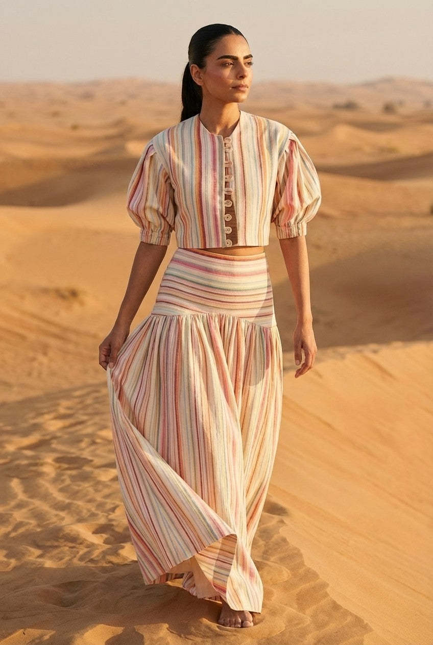 Coastal Heiress Striped Linen Co-Ord Set