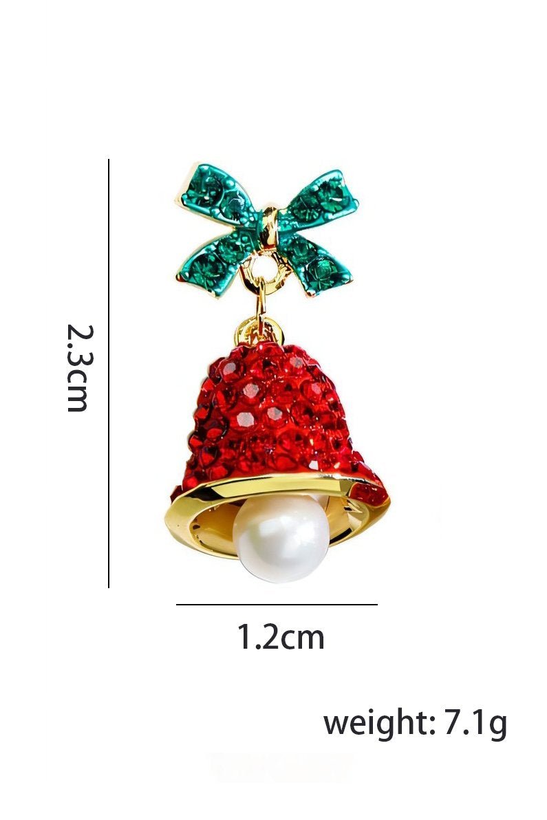 Christmas Bowknot Jingle Bell Drop Earrings-ROVOLE