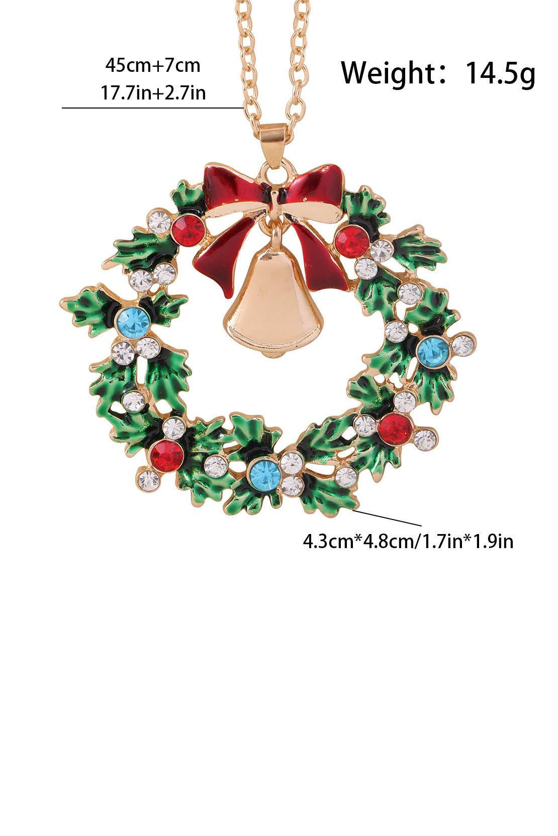 Christmas Wreath Bell Pendant Necklace-ROVOLE