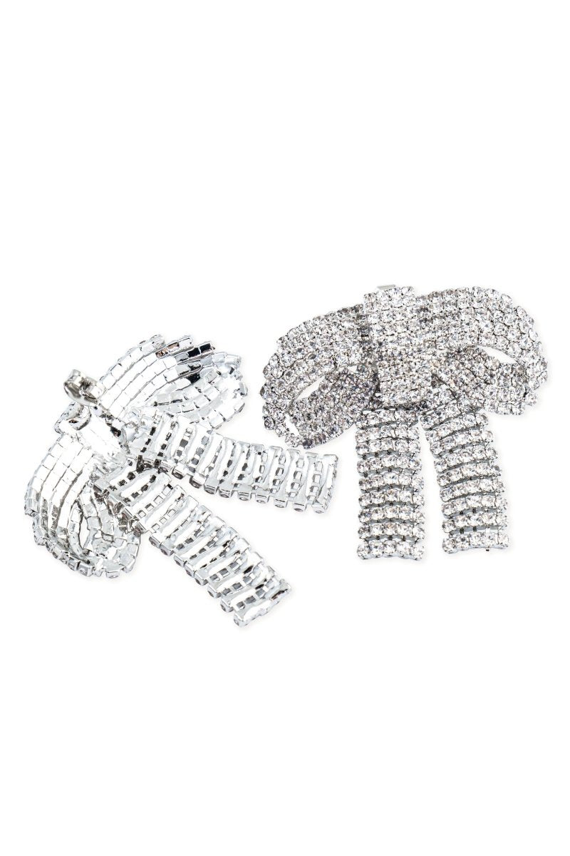 Crystal-embellished Bow Earrings-ROVOLE