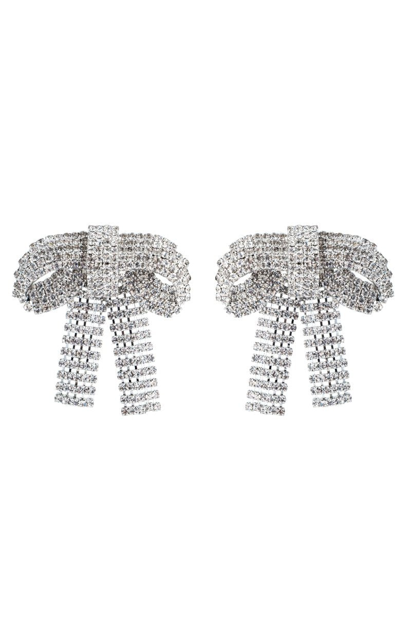 Crystal-embellished Bow Earrings-ROVOLE