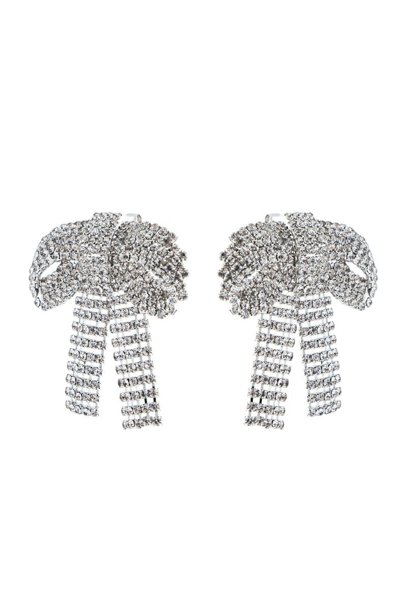 Crystal-embellished Bow Earrings-ROVOLE