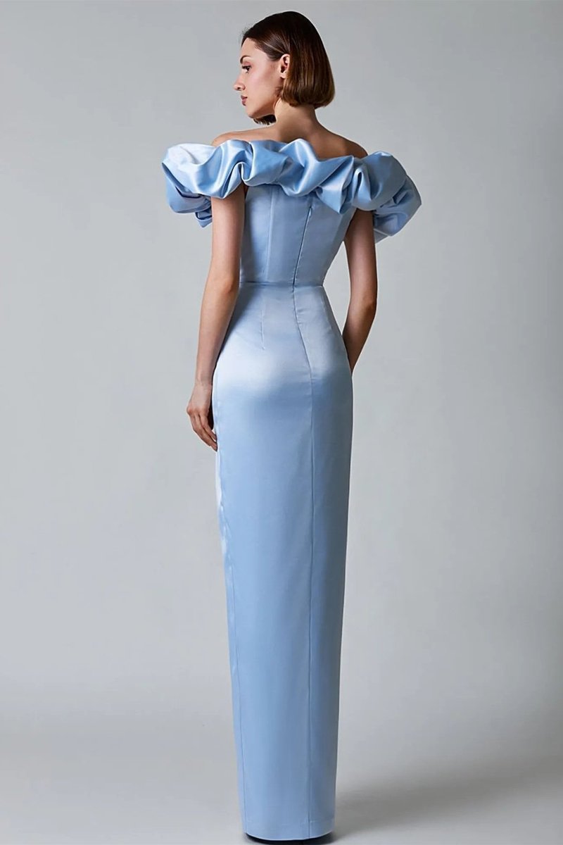 Crystal Off-Shoulder Maxi Split Dress-ROVOLE