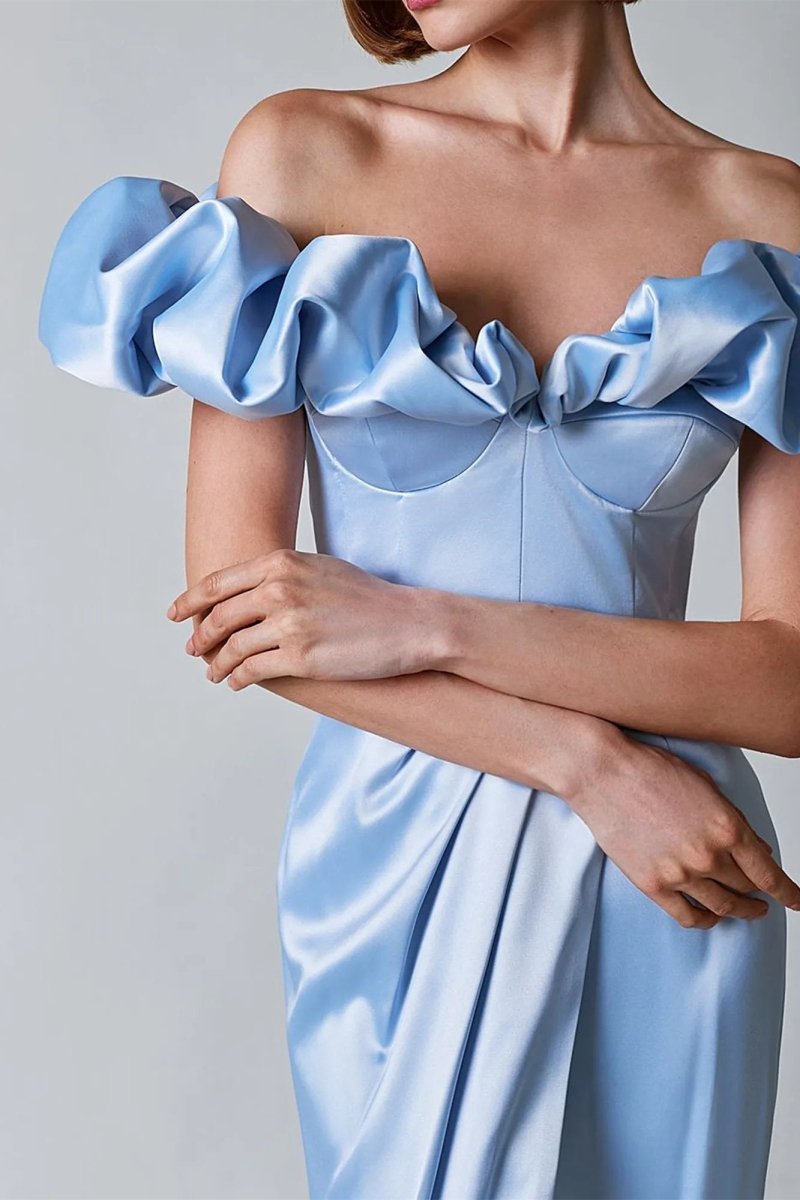 Crystal Off-Shoulder Maxi Split Dress-ROVOLE