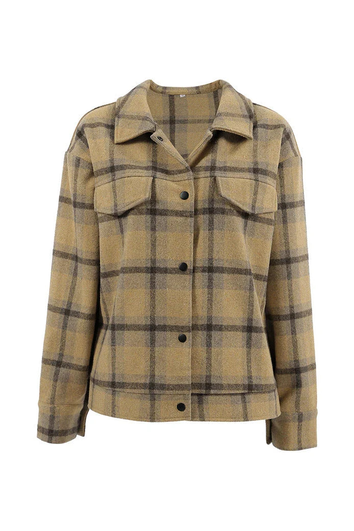 Classic Plaid Casual Lapel Jacket-ROVOLE