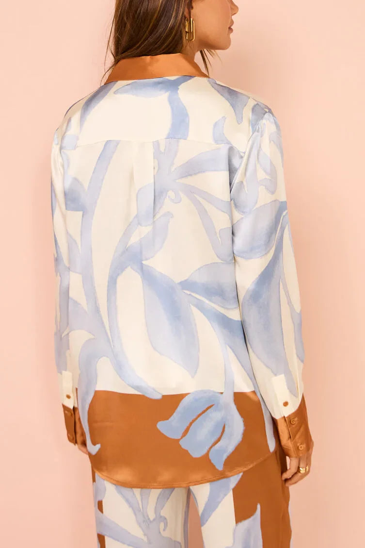 Exquisite Contrast Tie-Dye Floral Loose Pants Set-ROVOLE