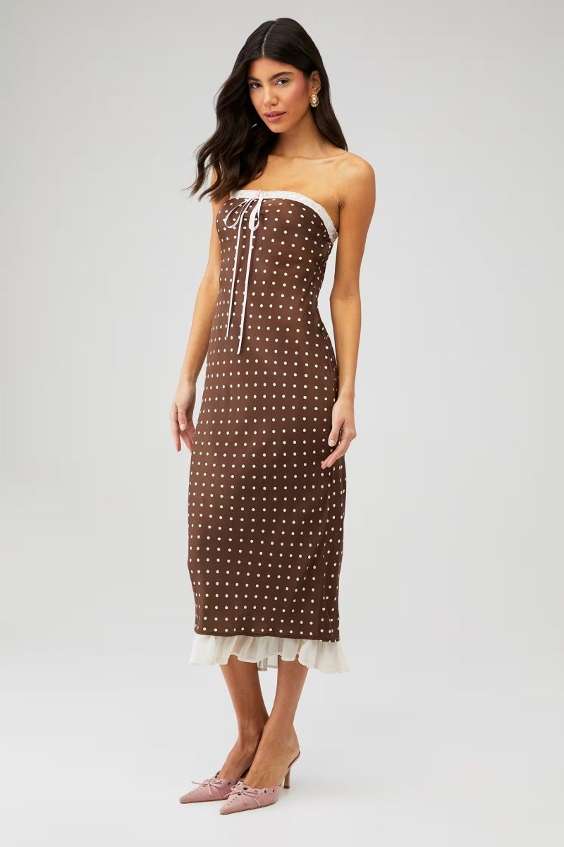 Daisy Mae Strapless Midi Dress-ROVOLE