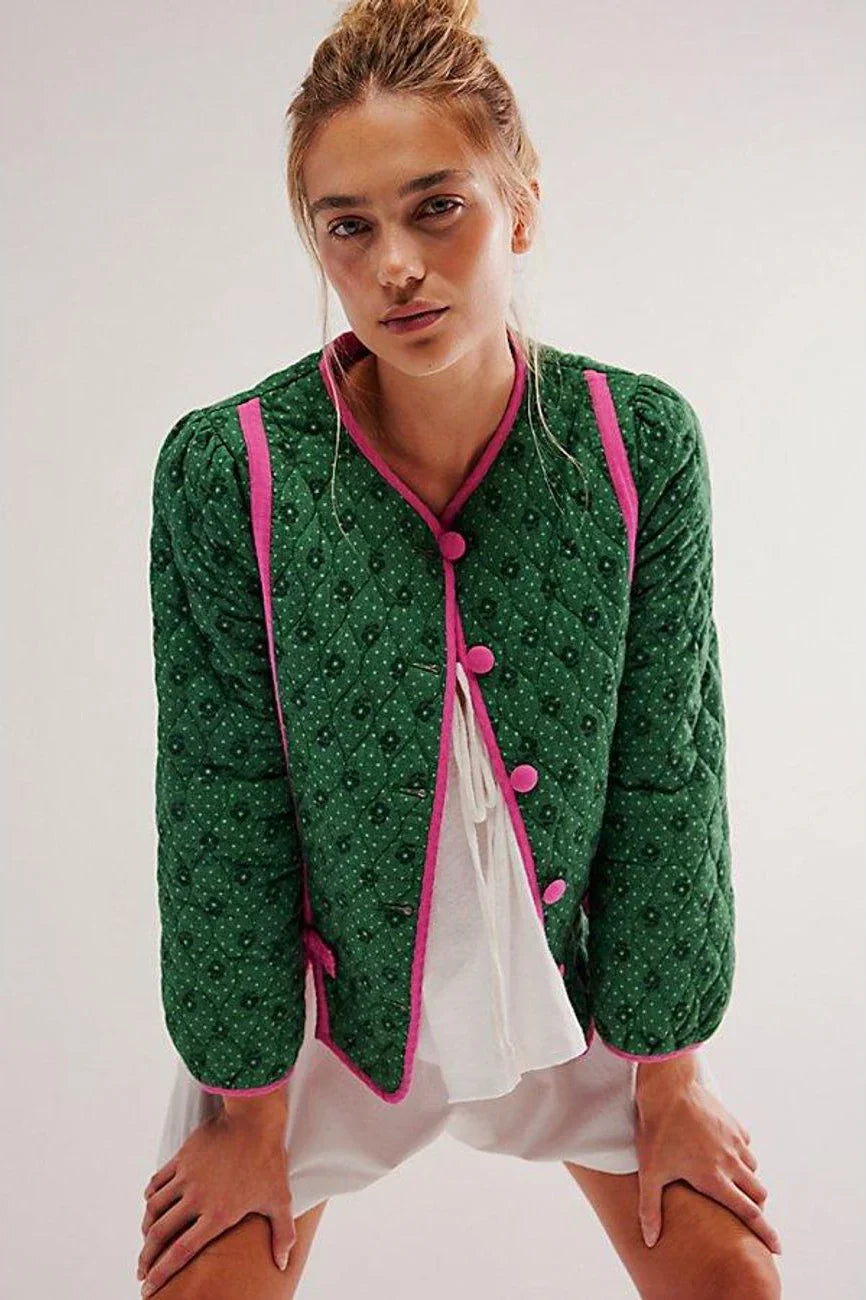 Green Quilted Jacket-ROVOLE