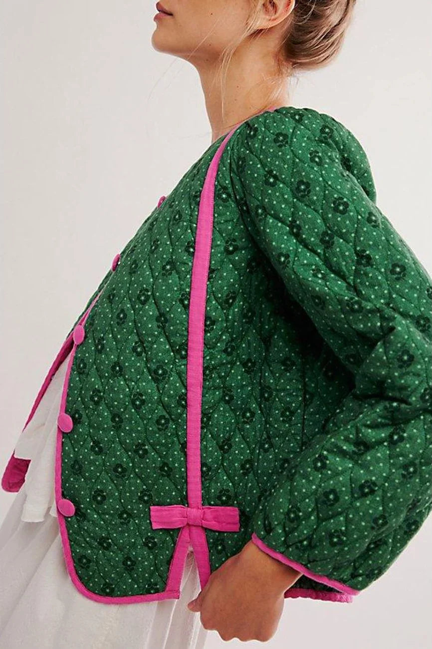 Green Quilted Jacket-ROVOLE