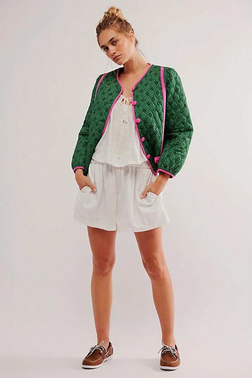 Green Quilted Jacket-ROVOLE