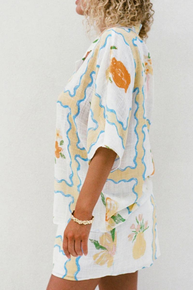 Irregular Printed Skirt-Set-ROVOLE