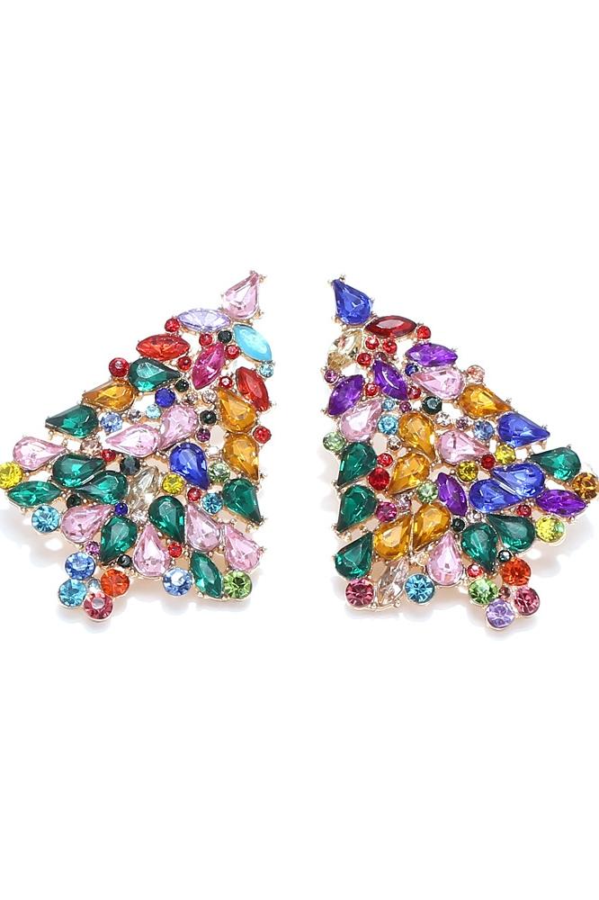 Diamante Christmas Tree Earrings-ROVOLE