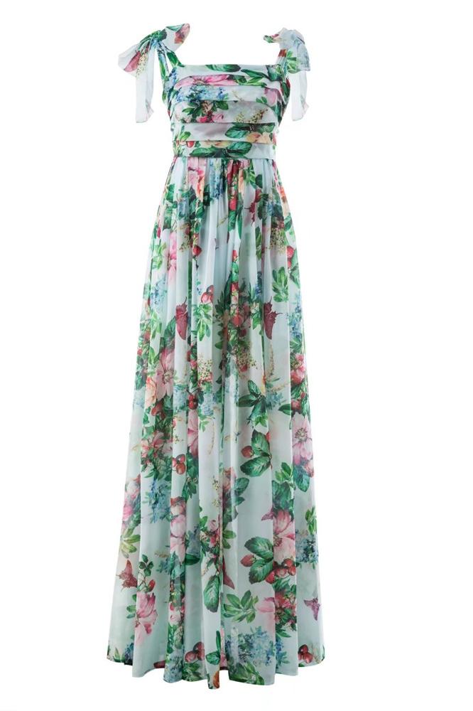 Dinah Printed Strap Maxi Dress-ROVOLE