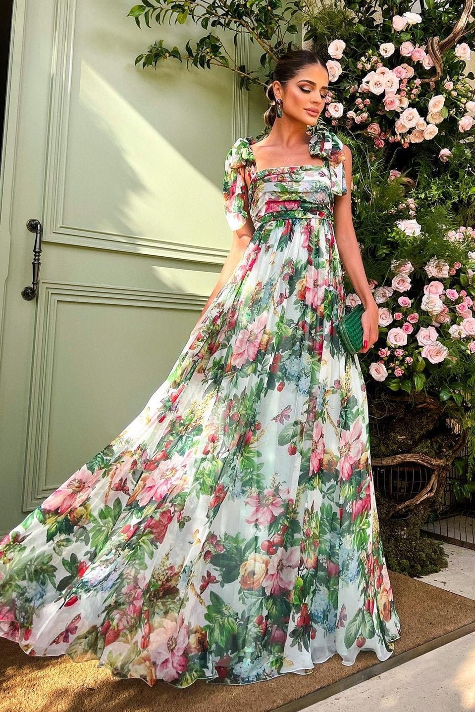 Dinah Printed Strap Maxi Dress-ROVOLE