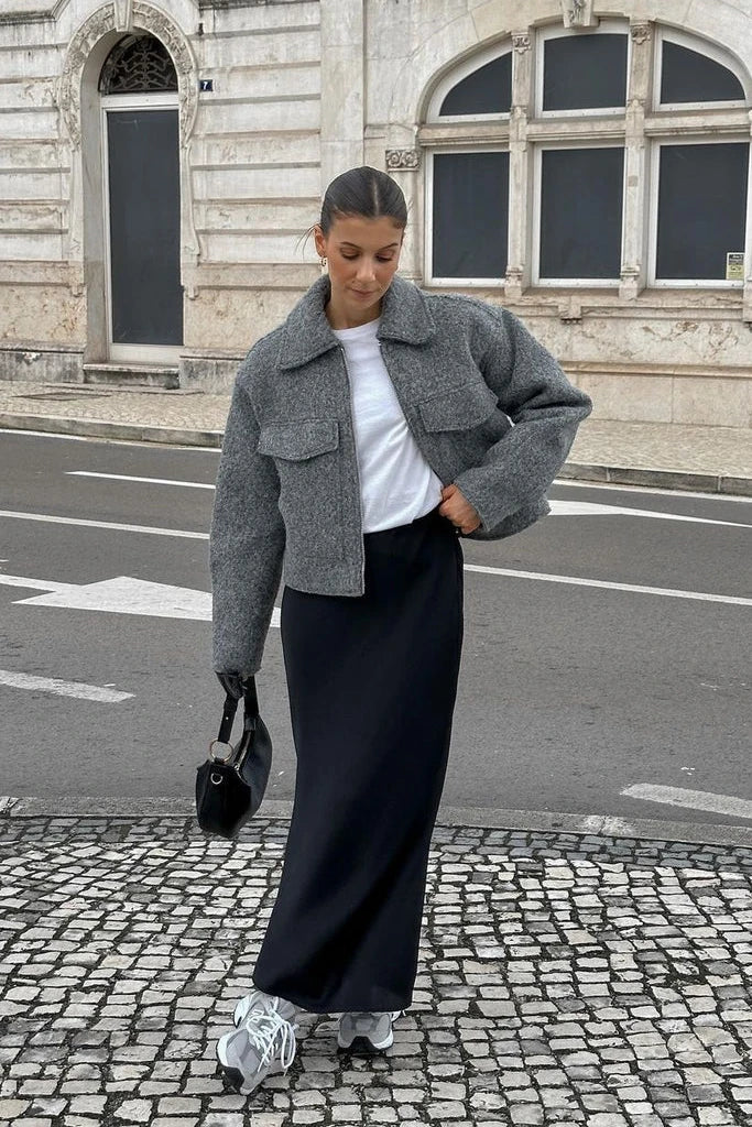 Cropped Jacket - GRAY-ROVOLE