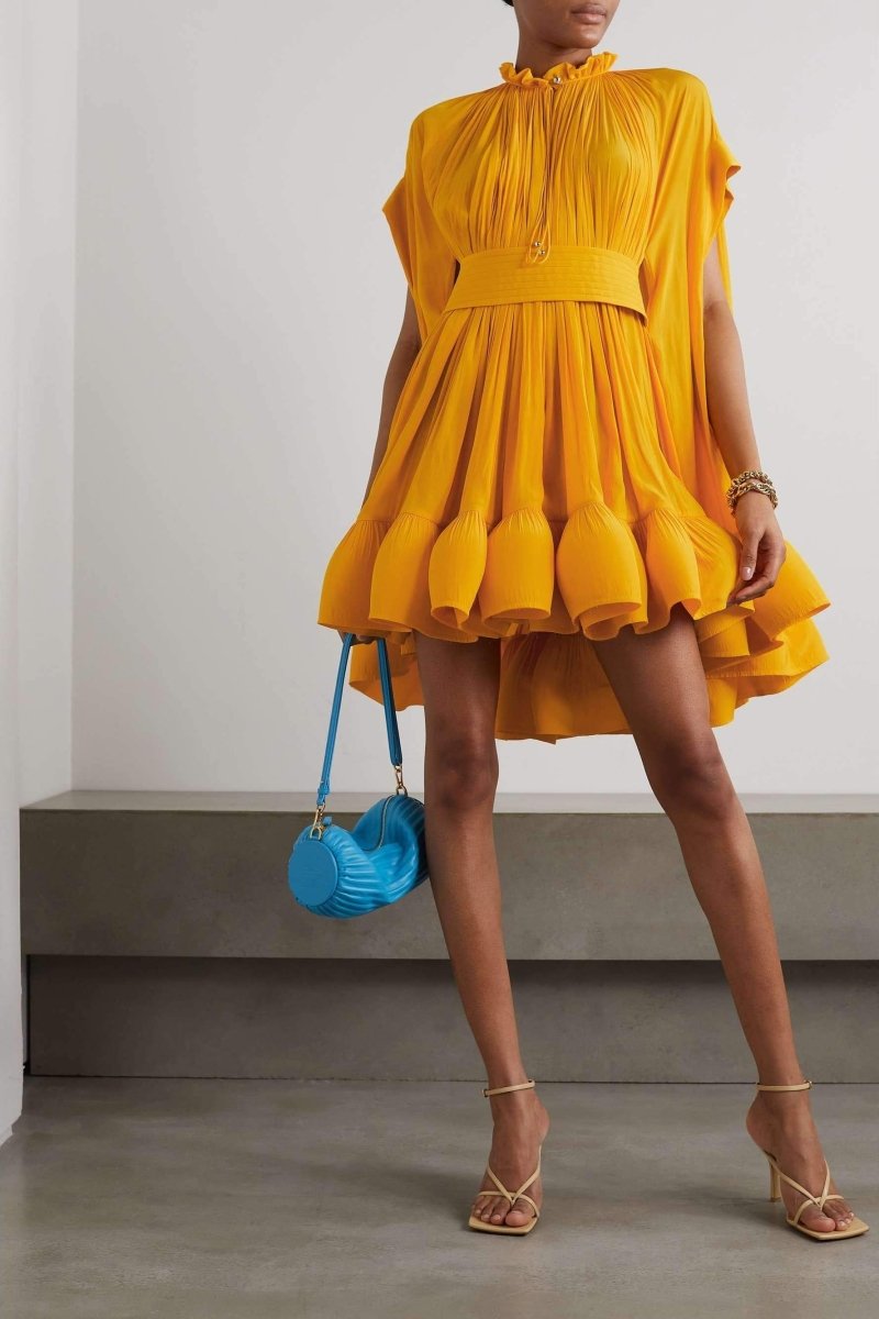Eartha Cape-effect Ruffle Mini Dress-ROVOLE
