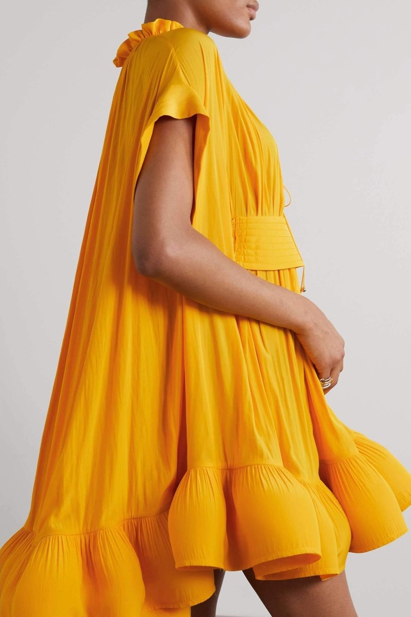 Eartha Cape-effect Ruffle Mini Dress-ROVOLE