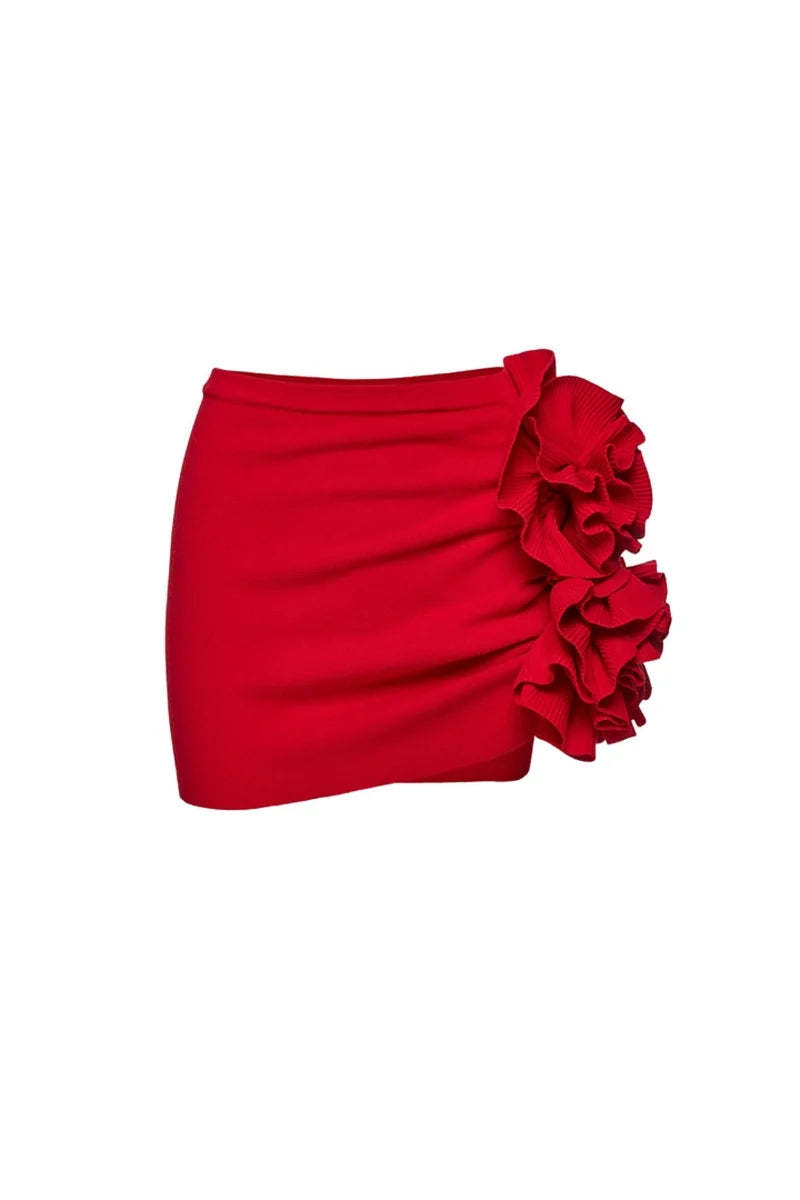 Floral Appliqué Swimsuit Skirt Set-ROVOLE