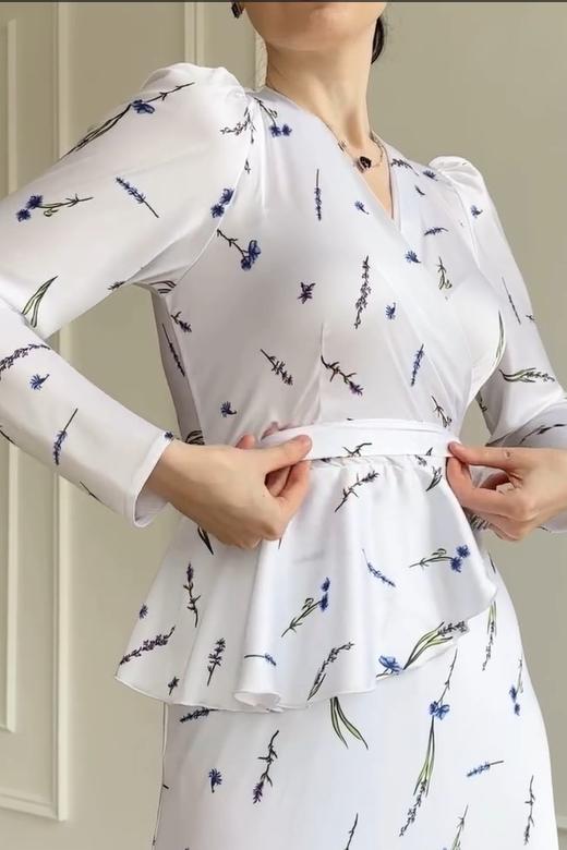 Eileen Floral Wrap Lace-Up Blouse & Maxi Skirt Set-ROVOLE