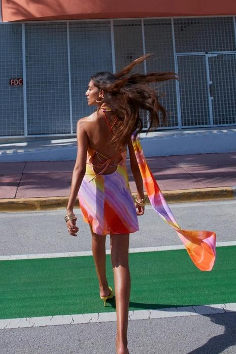 Elena One Shoulder Lace-up Mini Dress-ROVOLE