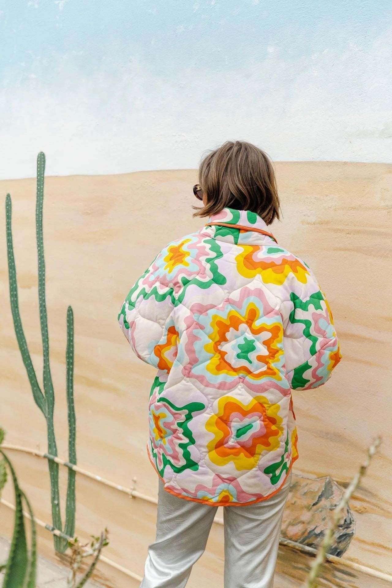 Elma Printed Quilted Puffer Jacket-ROVOLE