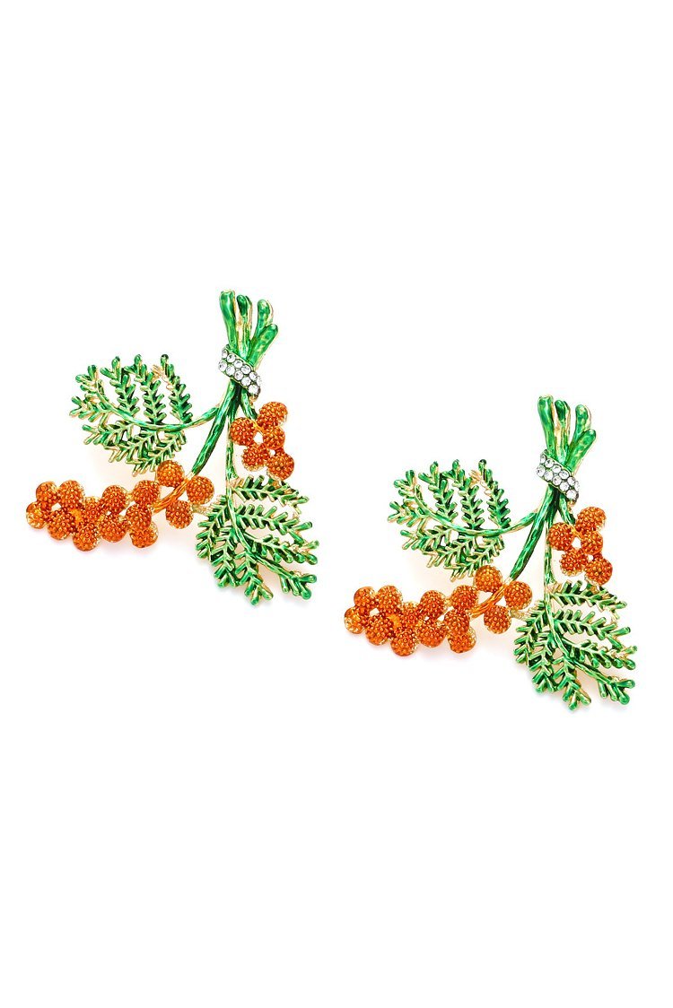 Enamel Red Pine Cone Earrings-ROVOLE