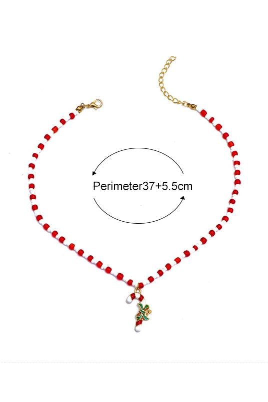 Enamelled Candy Cane Beaded Necklace-ROVOLE