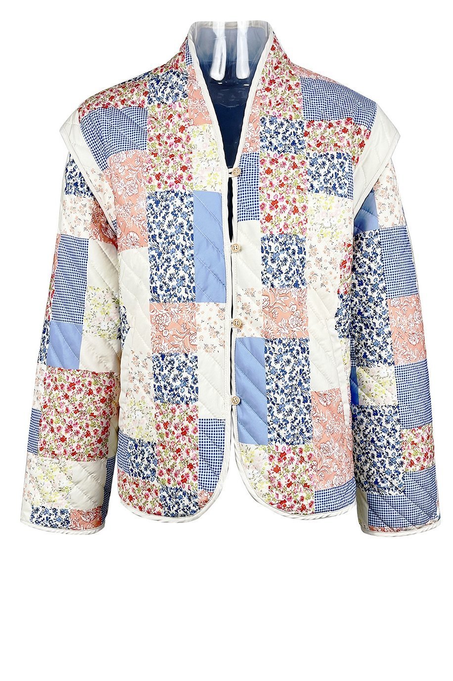 Enid Printed Convertible Quilted Jacket-ROVOLE