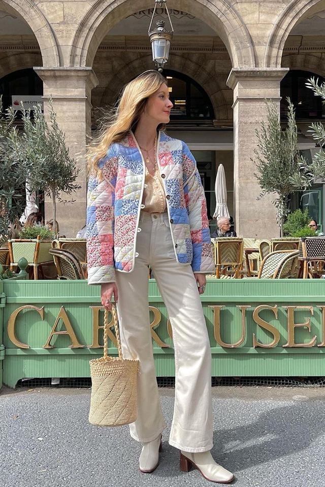 Enid Printed Convertible Quilted Jacket-ROVOLE