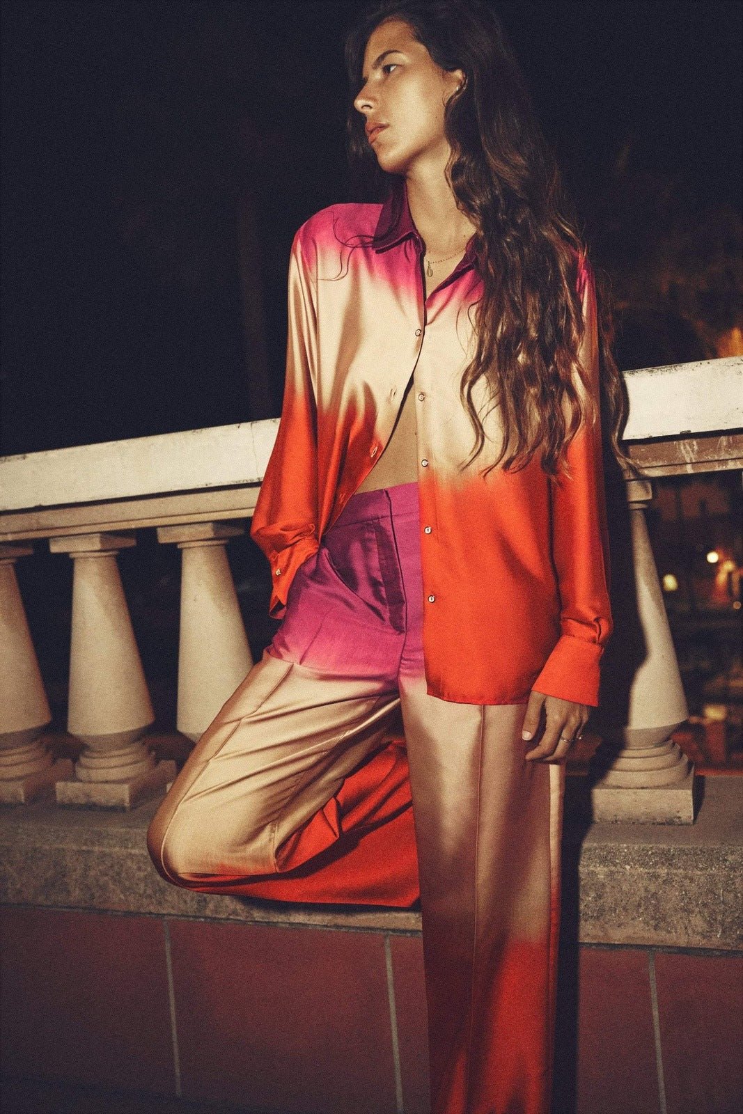 Eroline Printed Gradient Satin Set-ROVOLE