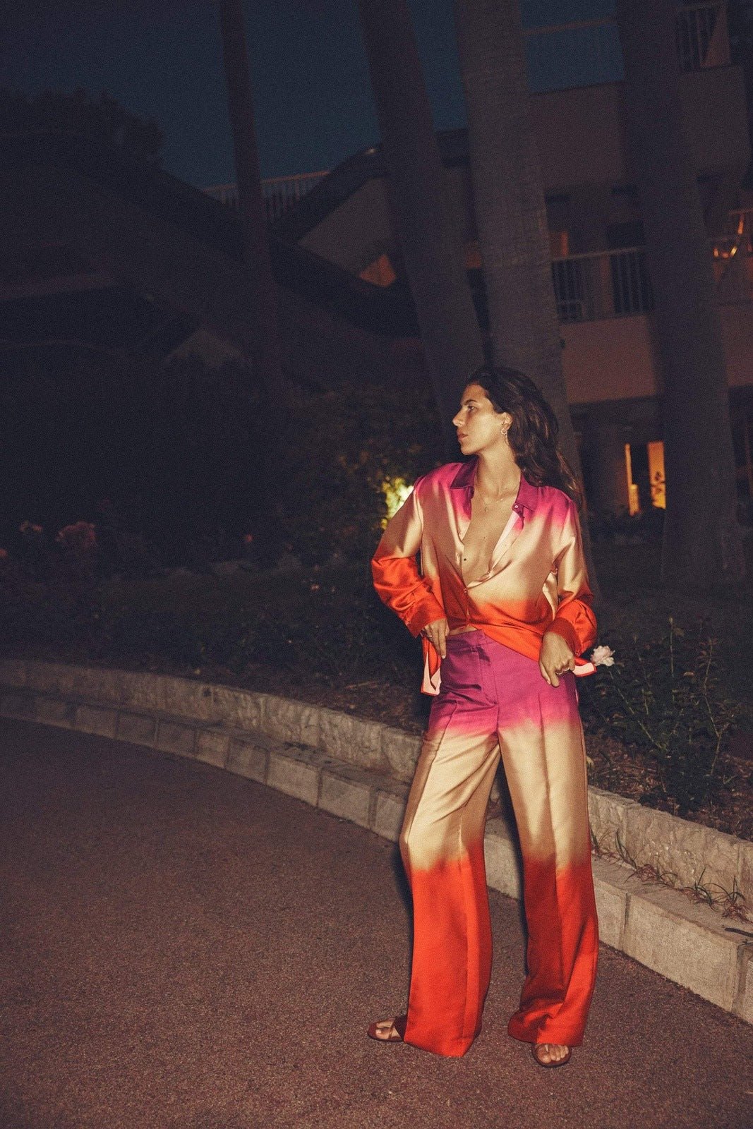 Eroline Printed Gradient Satin Set-ROVOLE