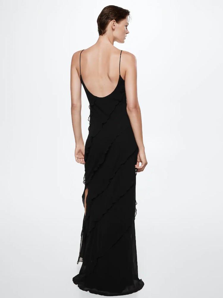 Eve Chiffon Ruffled Maxi Slip Dress-ROVOLE