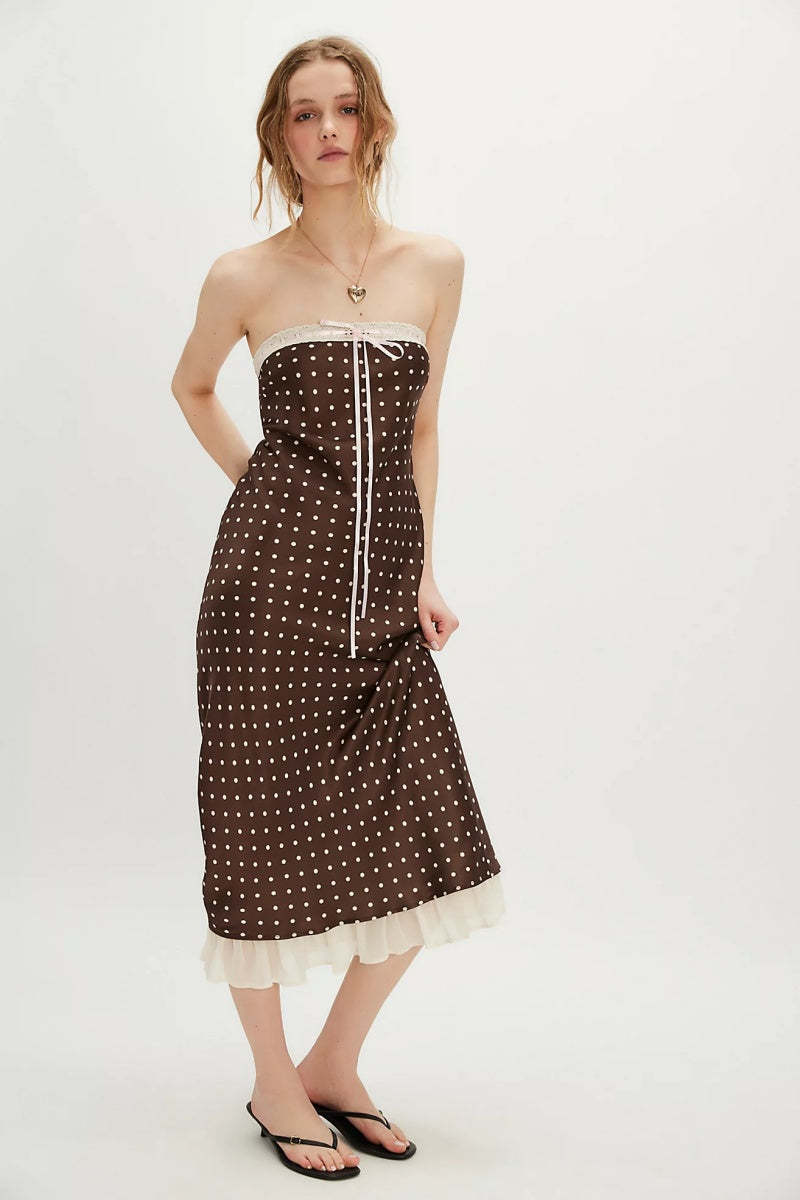 Daisy Mae Strapless Midi Dress-ROVOLE