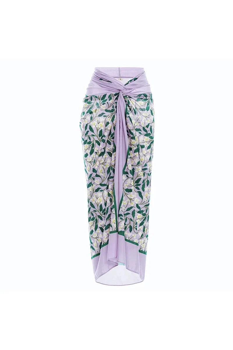 3D Floral Halter Backless Swimsuit Set-ROVOLE