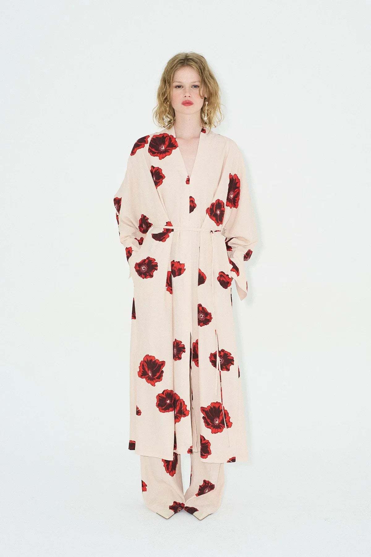 Sahara Print Kimono Dress - Coquelicot-ROVOLE