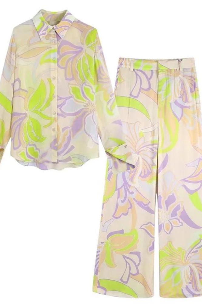 Flow Printed Blouse Set-ROVOLE