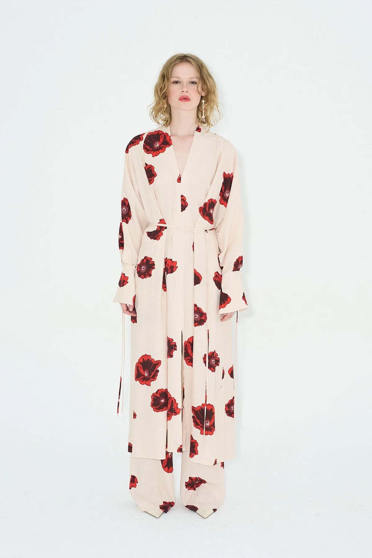 Sahara Print Kimono Dress - Coquelicot-ROVOLE